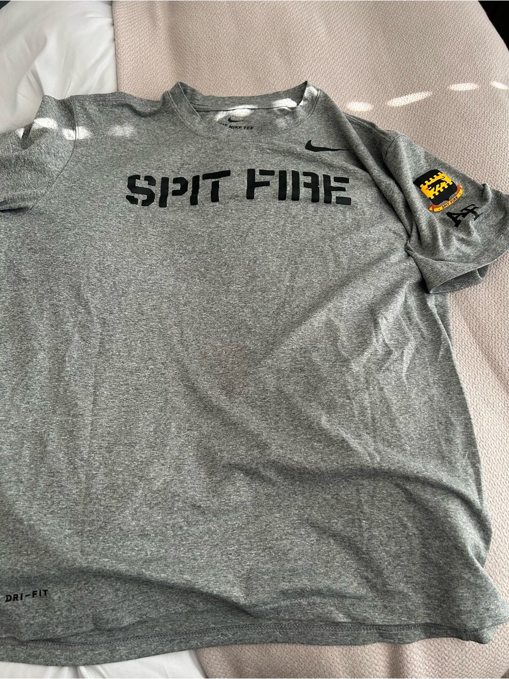Nike Gray Air Force Falcons 'SPIT FIRE' Athletic Dri-FIT Tee with Patch